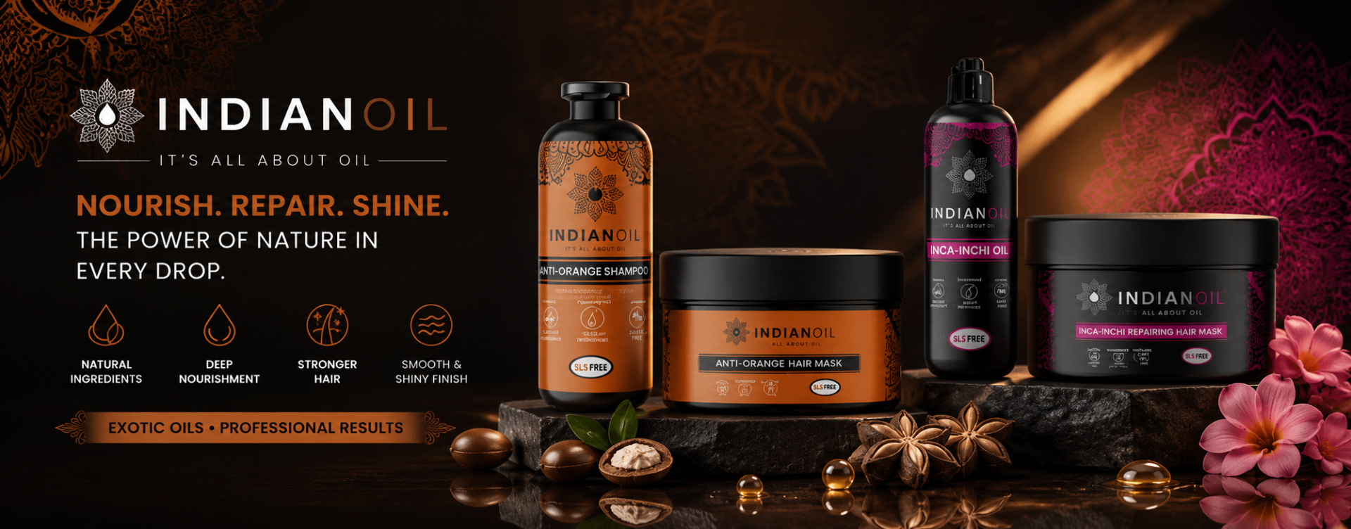 INDIANOIL — באנר Nourish. Repair. Shine.